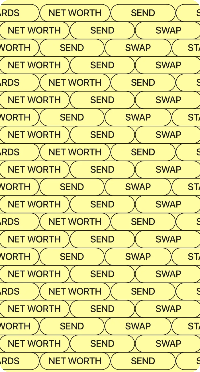 Normies crypto management mobile view with staking and trading features